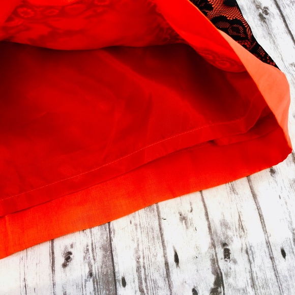 NWOT Sz 10 The Limited Orange/Black Lace Skirt - Picture 7 of 7
